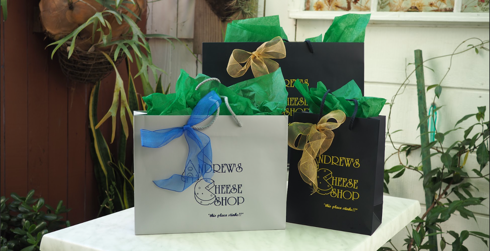 Three Andrews Cheese Shop Gift Bags