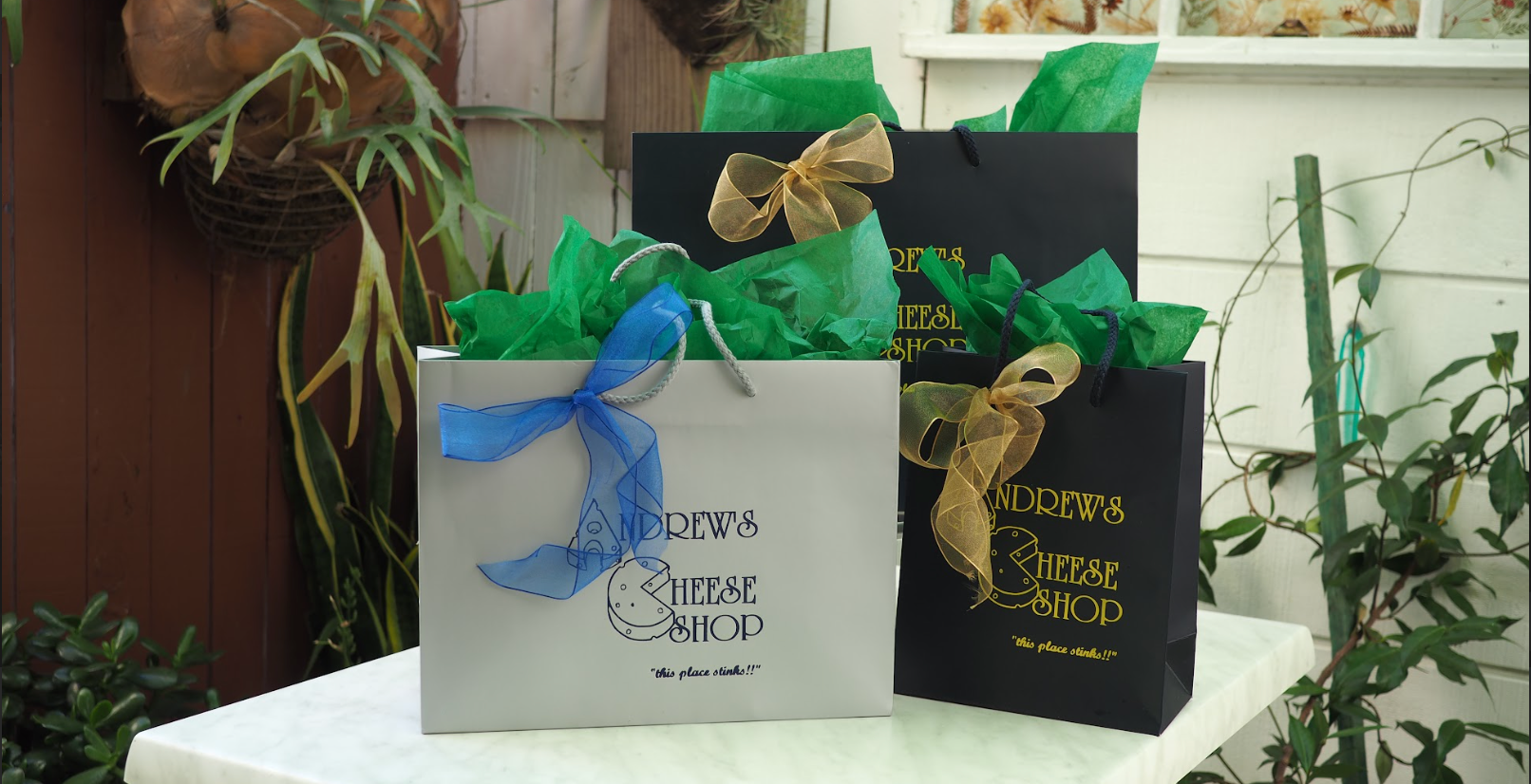 Three Andrews Cheese Shop Gift Bags 