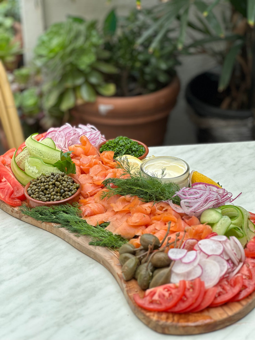 Large salmon lox platter