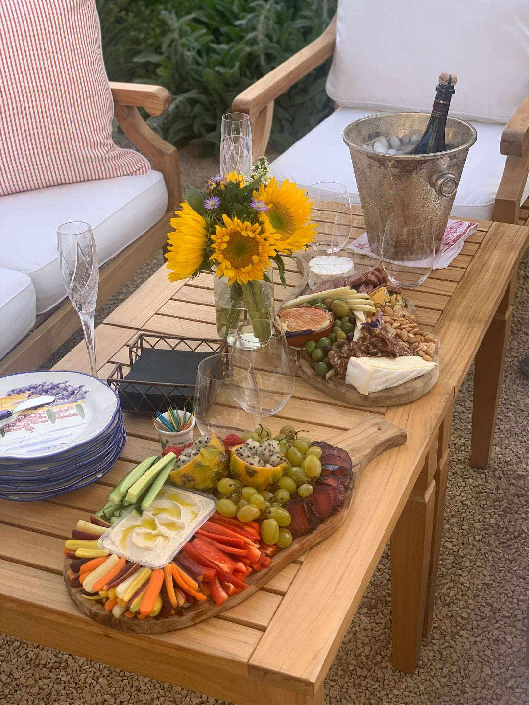 Small crudité platter on a table 